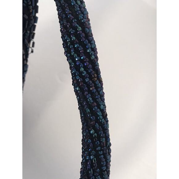 Silk Taffeta Beaded Bucket Purse Handbag Embellished Rauf Co Snap Vintage - Picture 4 of 16